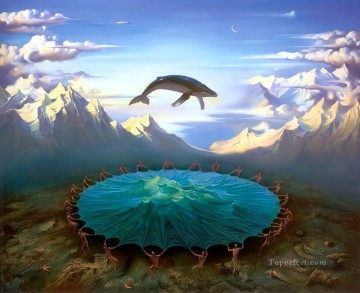  contemporary Canvas - modern contemporary 02 surrealism fish mountains